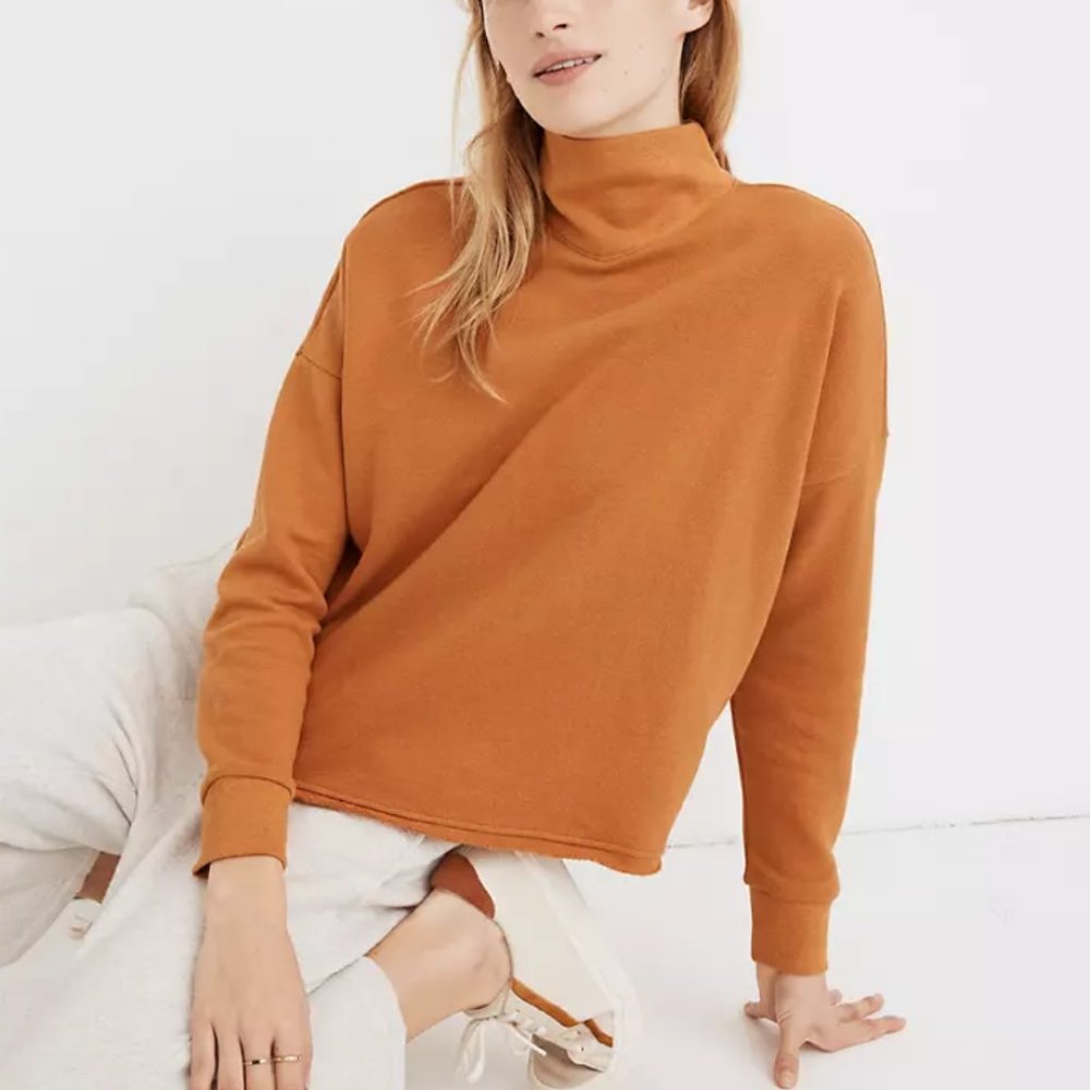 MADEWELL FRESH CIDER HEMP-COTTON MOCKNECK SWEATSHIRT